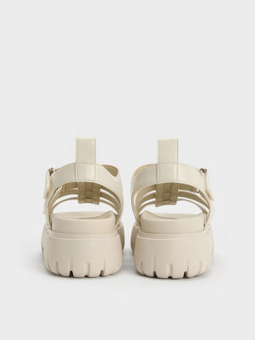 Platform Caged Sandals, Chalk, hi-res