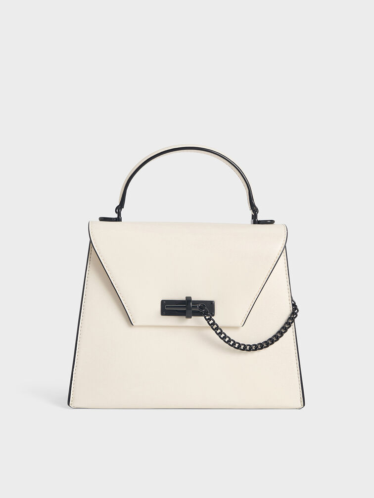 Samantha Envelope Top Handle Bag, Cream, hi-res