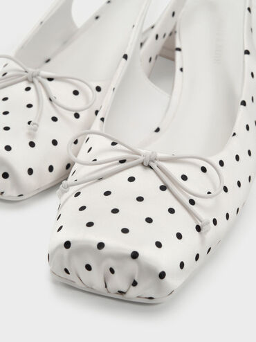 Sadira Satin Bow Square-Toe Slingback Pumps, Multi, hi-res