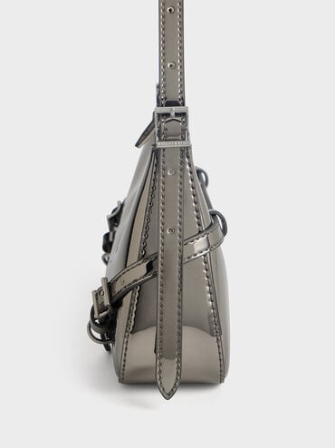 Sloane Metallic Shoulder Bag, Pewter, hi-res