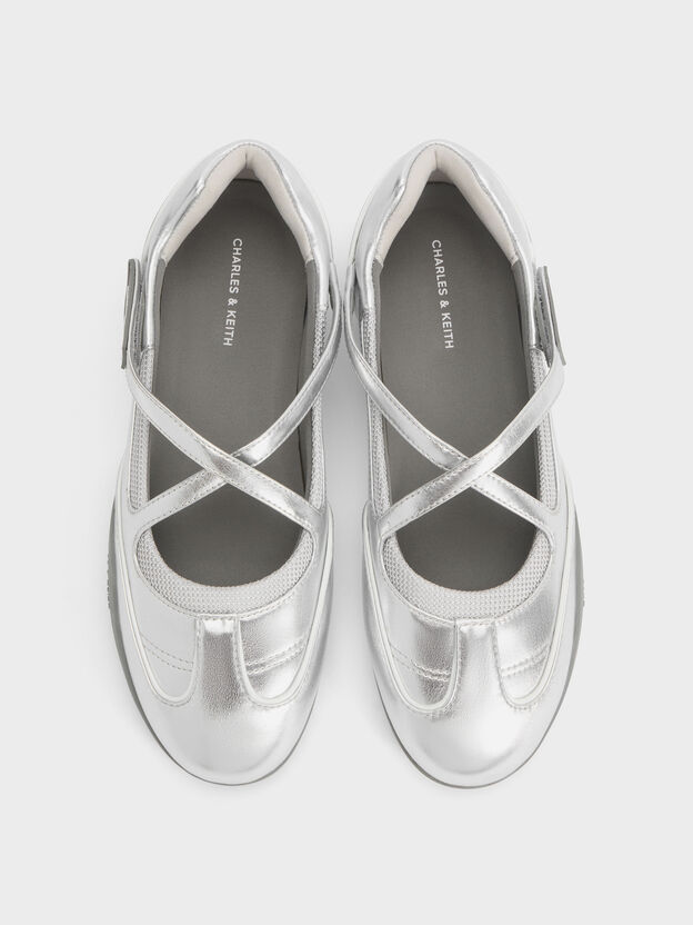 Mika Crossover Mary Jane Sneakers, Silver, hi-res