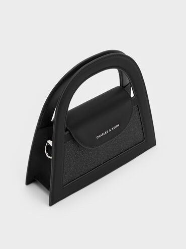 Este Glittered Top Handle Bag, Noir, hi-res
