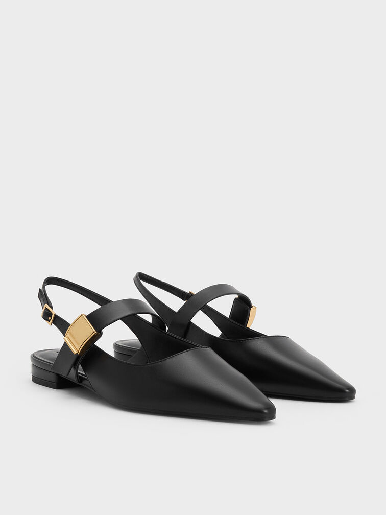Yvette Pointed-Toe Mary Jane Flats, Black, hi-res
