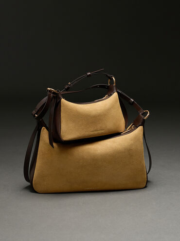 Calla Faux Suede Shoulder Bag, Sahara Sand, hi-res