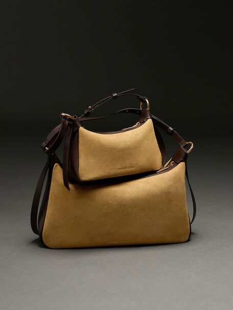 Calla Faux Suede Shoulder Bag, Sahara Sand, hi-res