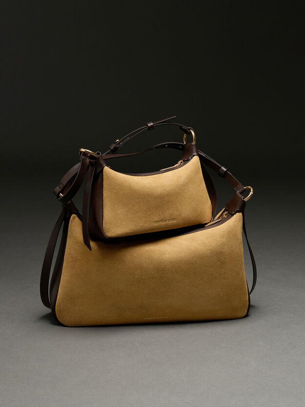 Calla Faux Suede Shoulder Bag, Sahara Sand, hi-res