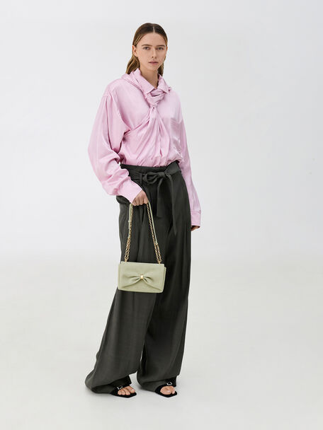 Halsey Ruched Chain Shoulder Bag, Pale Sage, hi-res