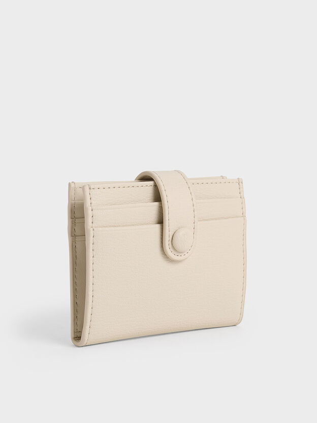Bliss Snap Button Card Holder, Beige, hi-res