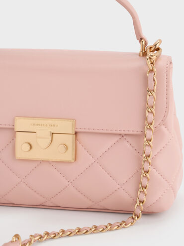 Alva Quilted Top Handle Bag, Light Pink, hi-res