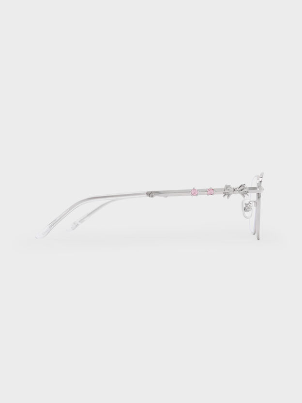 Paige Clear Rectangular Sunglasses, Silver, hi-res
