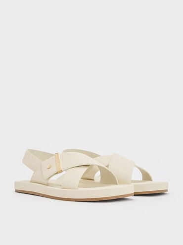 Audra Crossover-Strap Slingback Sandals, Chalk, hi-res