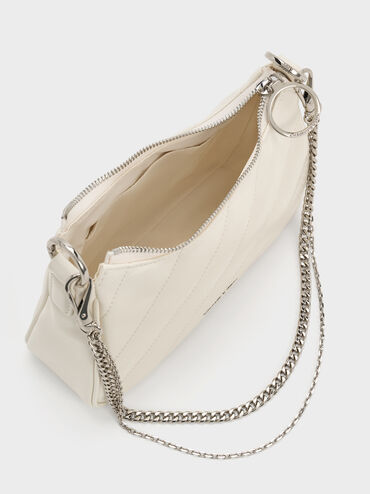 Philomena Crinkle-Effect Chain-Strap Crossbody Bag, Cream, hi-res