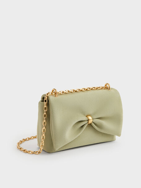 Halsey Ruched Chain Shoulder Bag, Pale Sage, hi-res