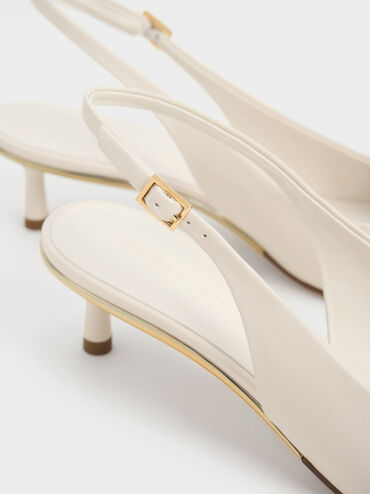 Curtis Pointed-Toe Kitten-Heel Slingback Pumps, Chalk, hi-res
