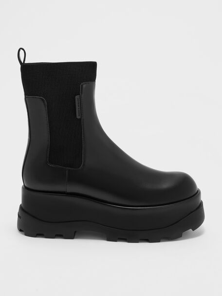 Barron Platform Ankle Boots, Black, hi-res