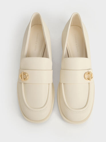 Metallic-Accent Loafers, Chalk, hi-res