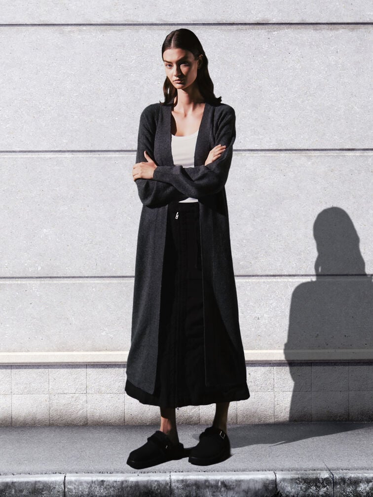 Hannah Textured Fur-Trim Buckled Mules, Black, hi-res