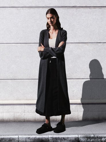 Hannah Textured Fur-Trim Buckled Mules, Black, hi-res