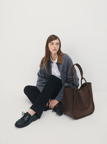 Lyla Tubular Slouchy Tote Bag, Espresso Brown, hi-res
