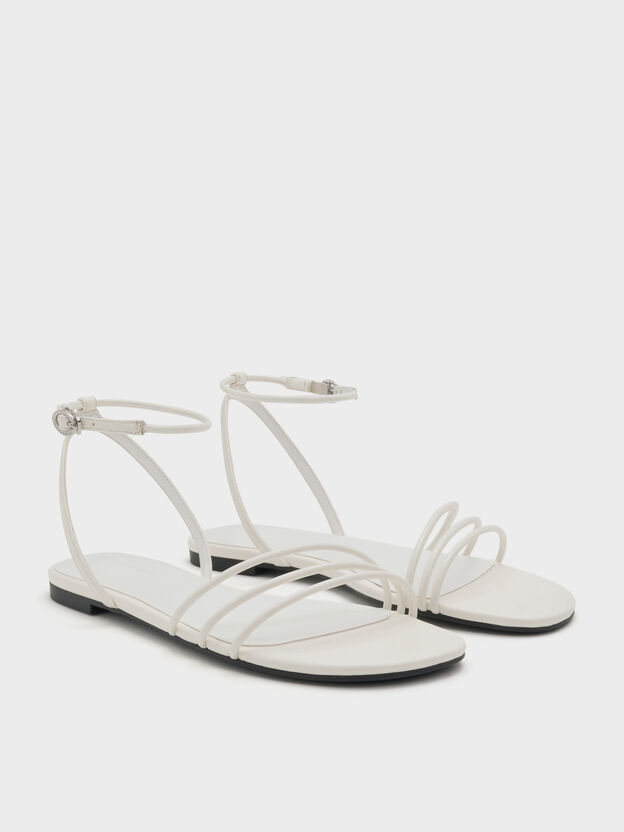 Triple-Strap Sandals, White, hi-res