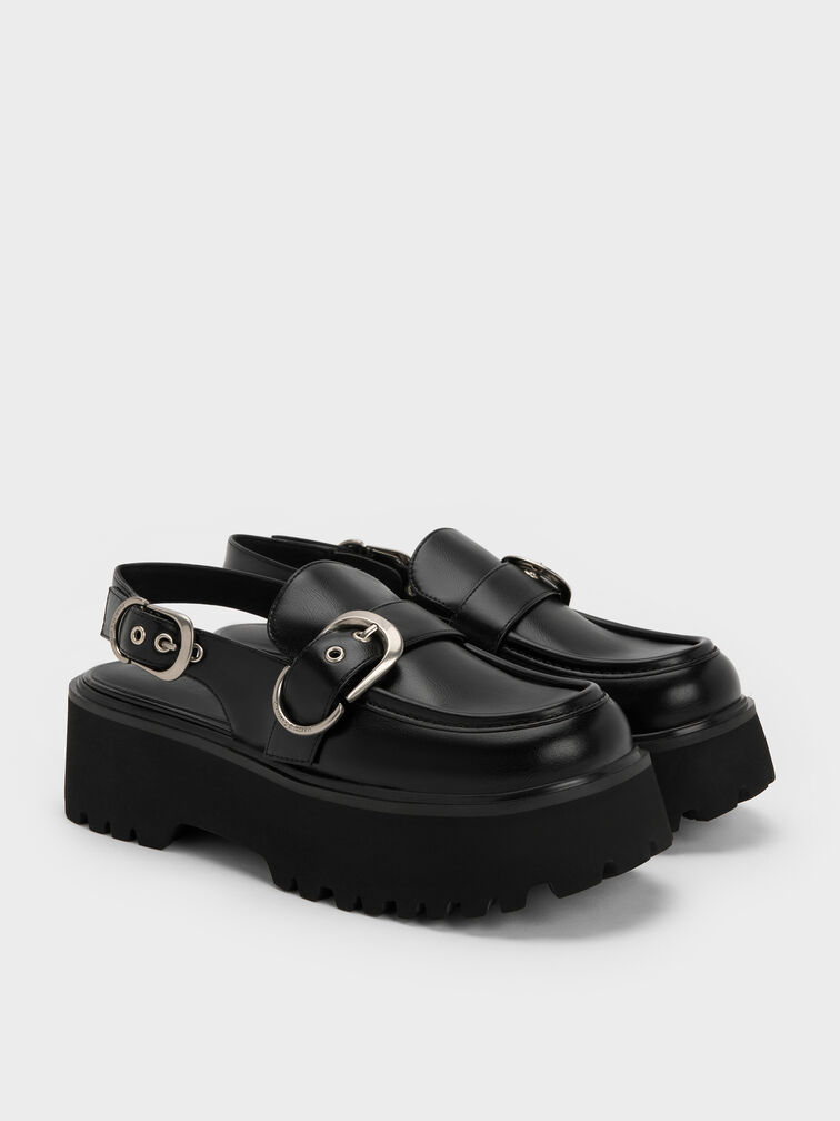 Eliot Platform Slingback Loafers, Black, hi-res