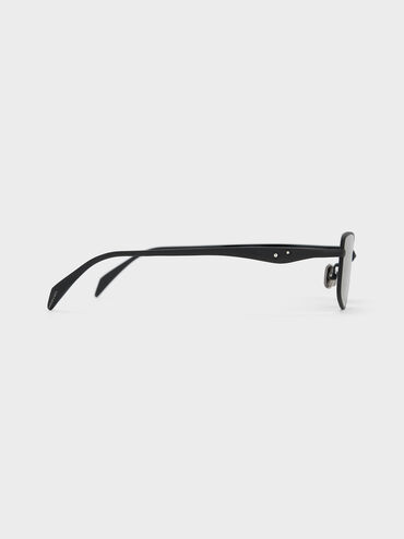 Celestia Metal-Rim Tinted Rectangular Sunglasses, Noir, hi-res