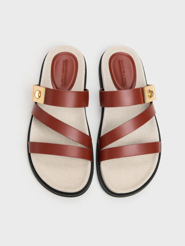 Aelin Canvas Metallic-Buckle Strappy Sandals, Multi, hi-res