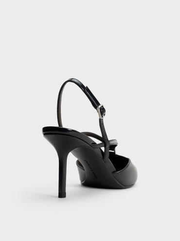 V-Strap Slingback Pumps, Black Box, hi-res