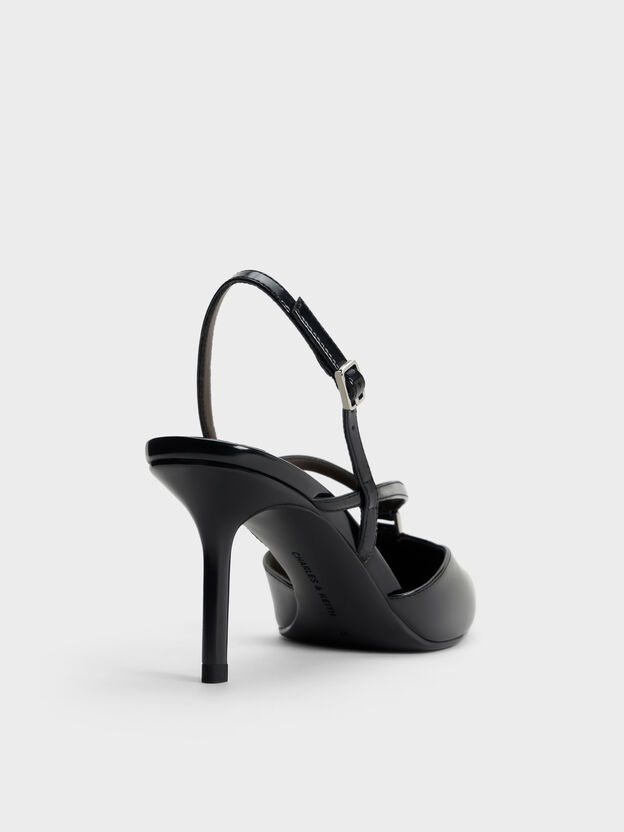 V-Strap Slingback Pumps, Black Box, hi-res