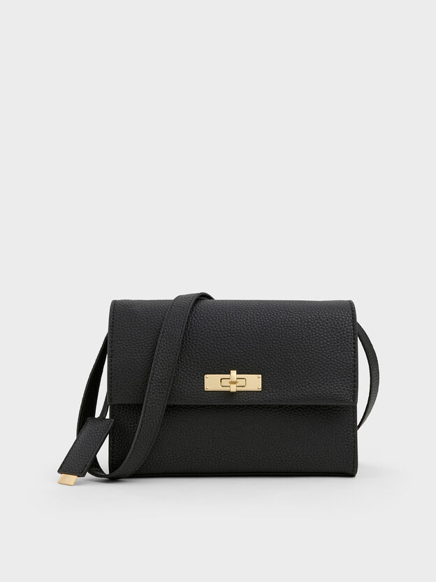 Chance Turn-Lock Crossbody Bag, Black, hi-res