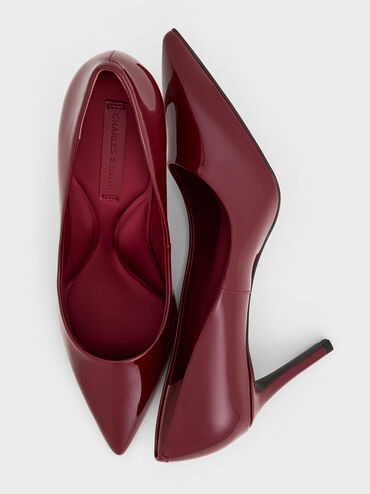 Emmy Patent Pointed Toe Stiletto Pumps, Red, hi-res