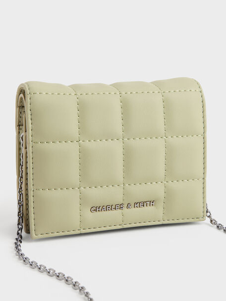 Cassia Quilted Wallet On Chain, Pale Sage, hi-res