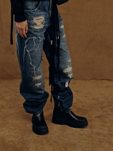 Darra Ridged-Sole Chelsea Boots, Black, hi-res