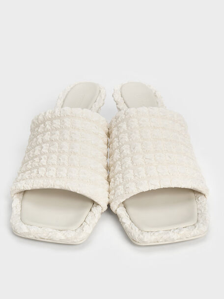 Loren Textured Kitten-Heel Mules, Chalk, hi-res