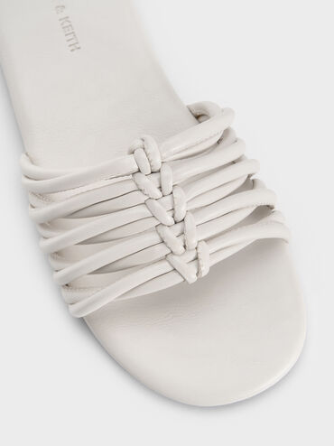 Woven Slide Sandals, White, hi-res