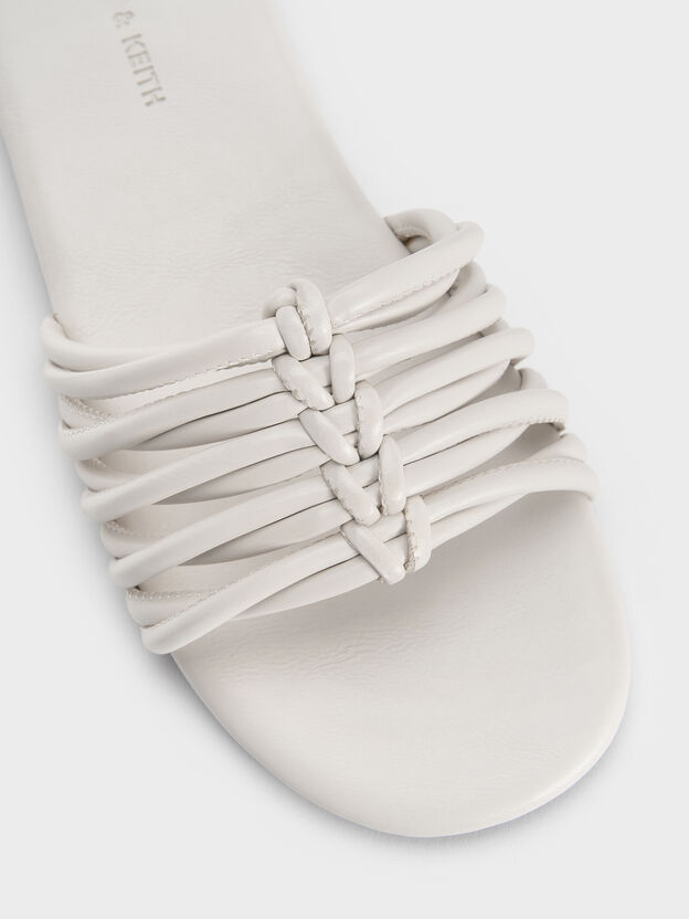 Woven Slide Sandals, White, hi-res