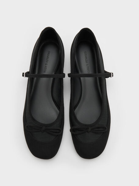 Mulligan Faux Suede & Mesh Mary Janes, Black Textured, hi-res