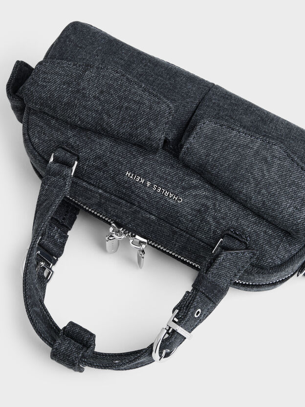 Rachel Denim Multi-Pocket Bowling Bag, Denim Blue, hi-res