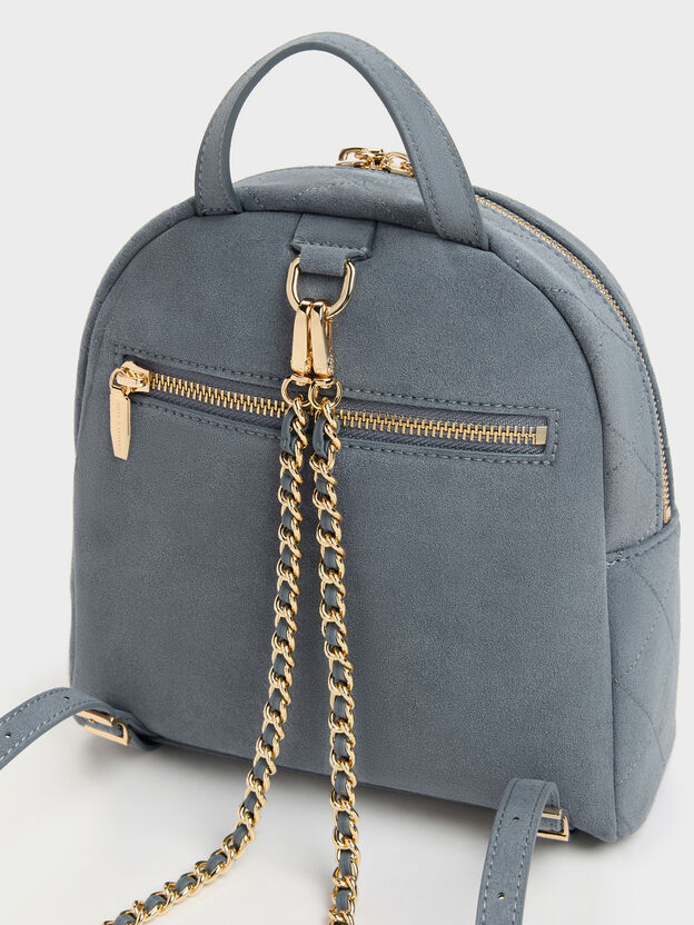 Alva Quilted Front-Pocket Backpack, Smoky Blue, hi-res