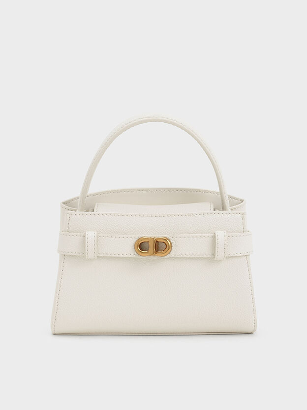Aubrielle Belted Top Handle Bag, Cream, hi-res