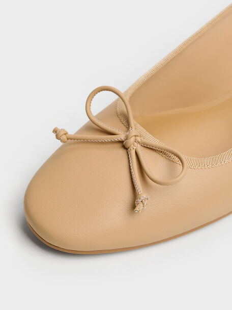 Bow Ballet Pumps, Sand, hi-res