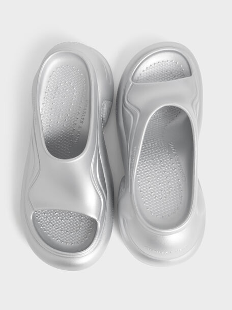 Eva Sculptural Platform Sandals, Silver, hi-res