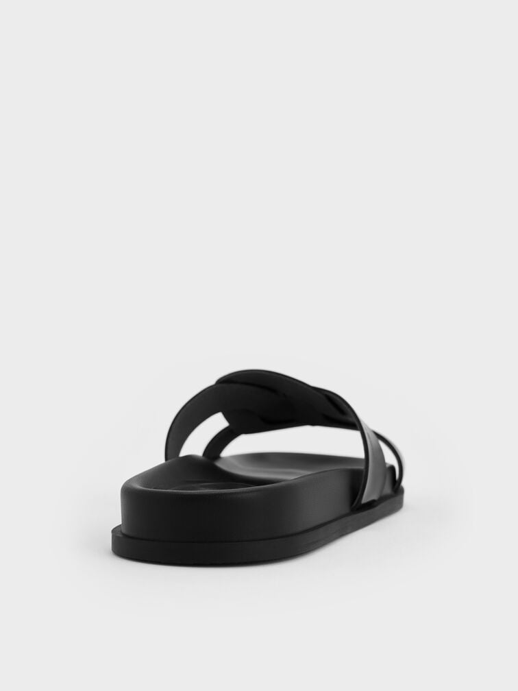 Fannie Interwoven Cut-Out Slide Sandals, Black Box, hi-res
