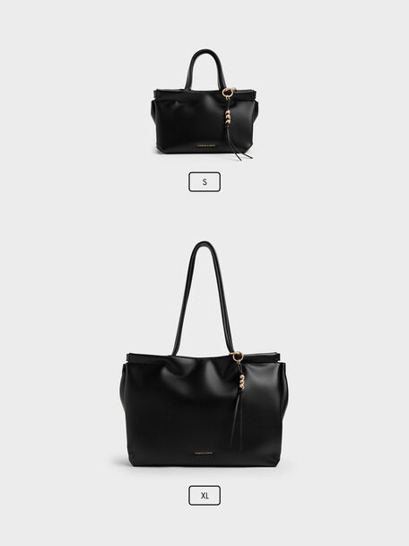 Mini Zephyr Tassel Tote Bag, Black, hi-res