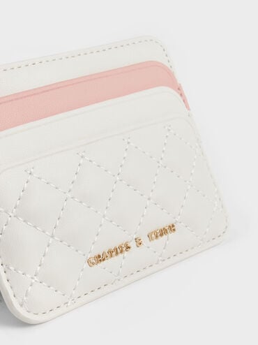 Cleo Two-Tone Quilted Card Holder, Cream, hi-res