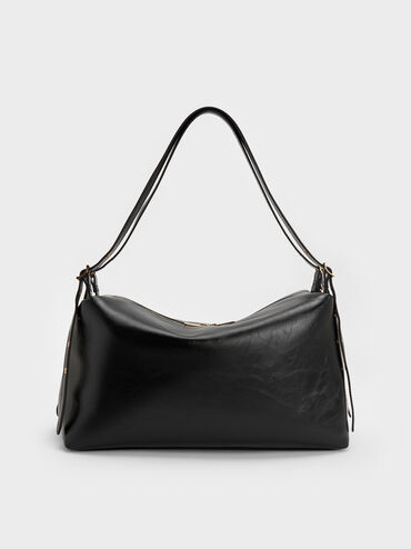 Rey Slouchy Shoulder Bag, Black, hi-res