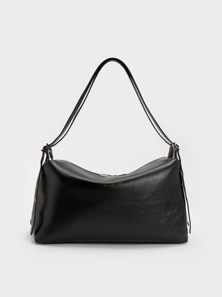 Rey Slouchy Shoulder Bag, Black, hi-res