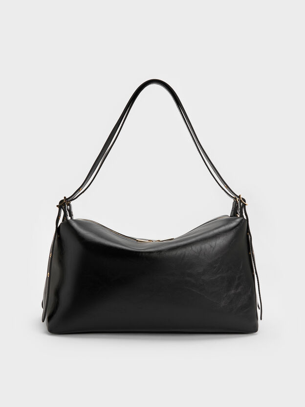 Rey Slouchy Shoulder Bag, Black, hi-res