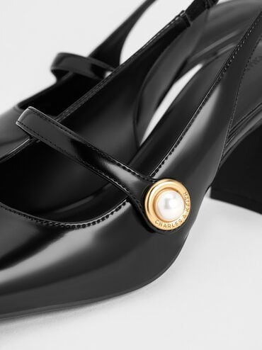 Pearl-Accent Mary Jane Pumps, Black Box, hi-res
