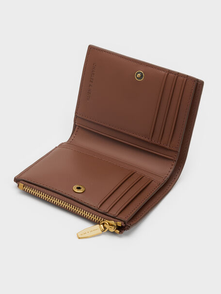 Harmonee Top-Zip Small Wallet, Chocolate, hi-res
